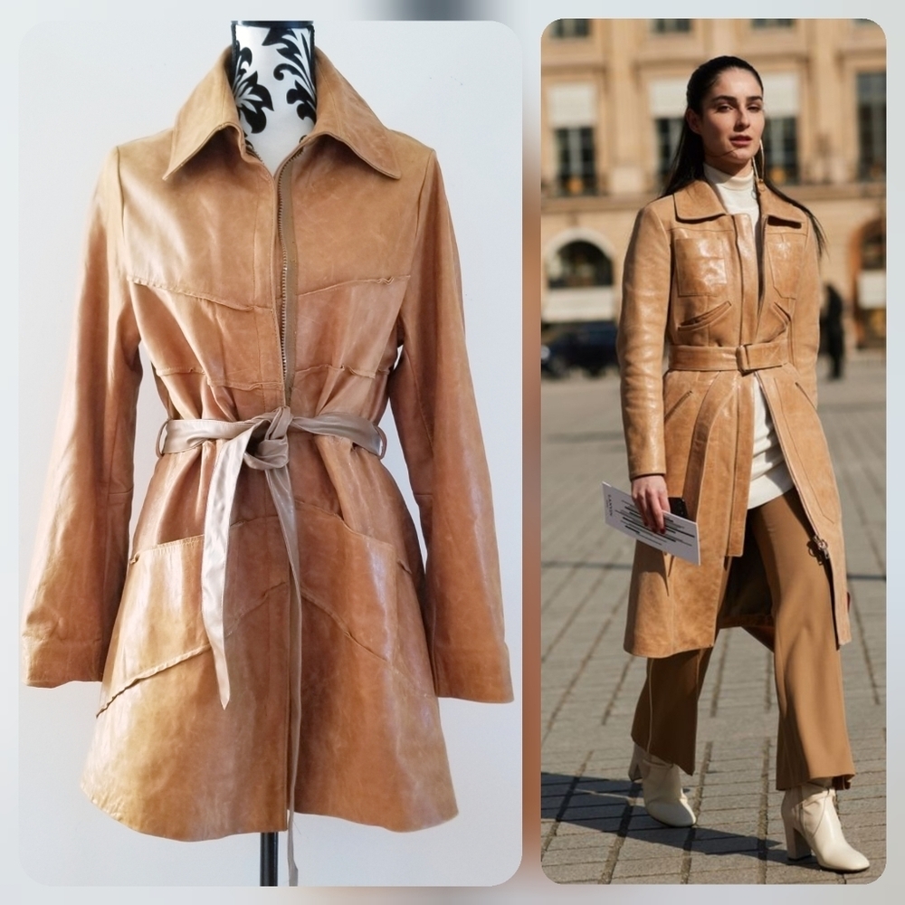 🌹HP🌹Lucien Piccard Leather of Distinction Tan Coat